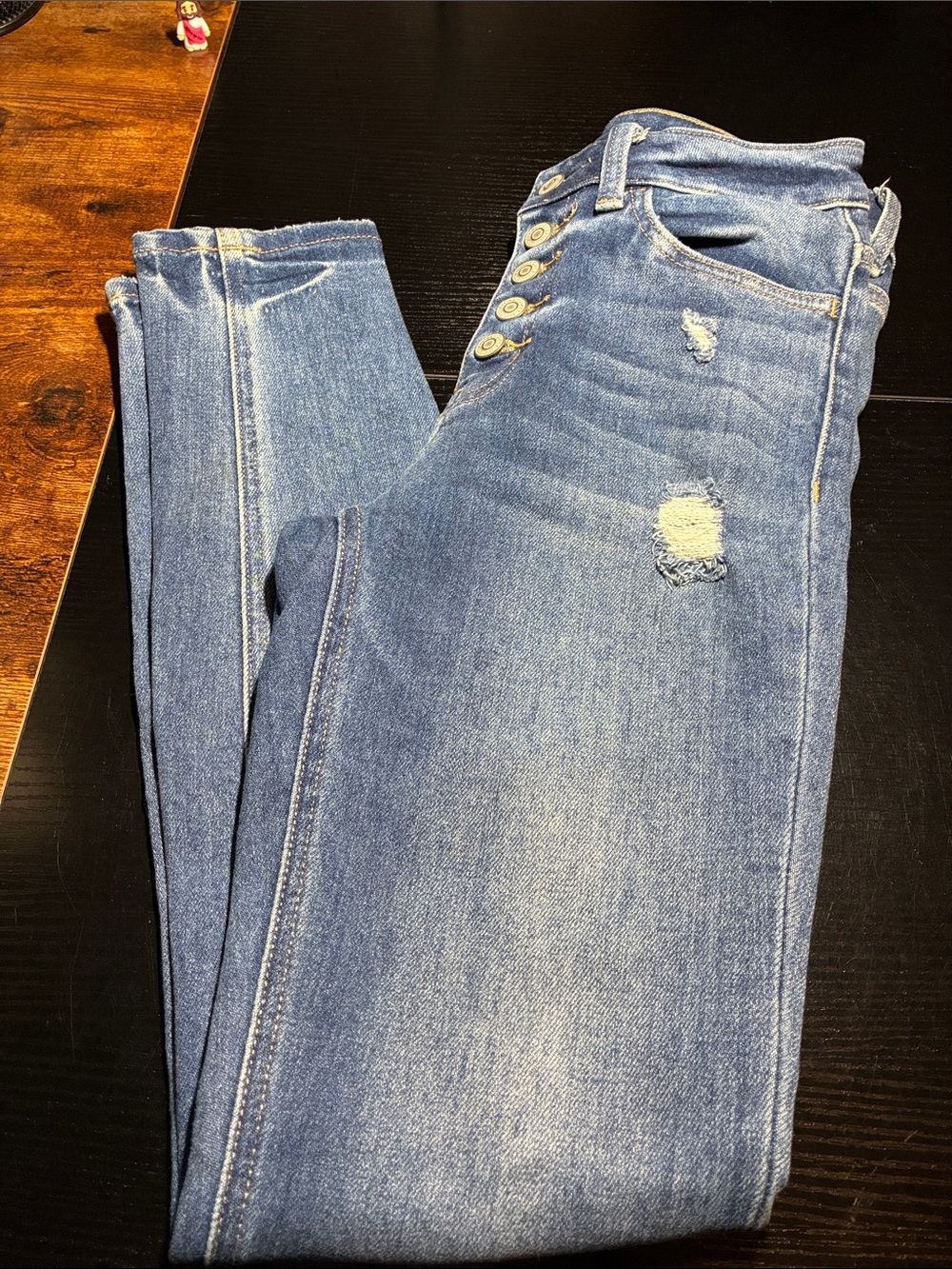 Flying Monkey Women's Skinny Jeans - Light Blue Distressed